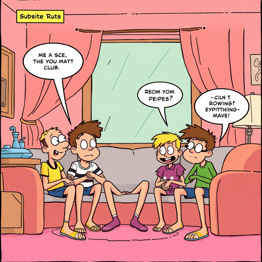 Original Boys Club comic panel showing Pepe in his first appearance with his roommates, displaying the artistic style and storytelling approach of Matt Furie